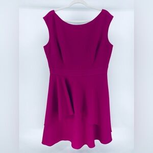 Eliza J Mulberry Pink Sleeveless Cocktail Dress, Ruffle Hemline, Women's 14